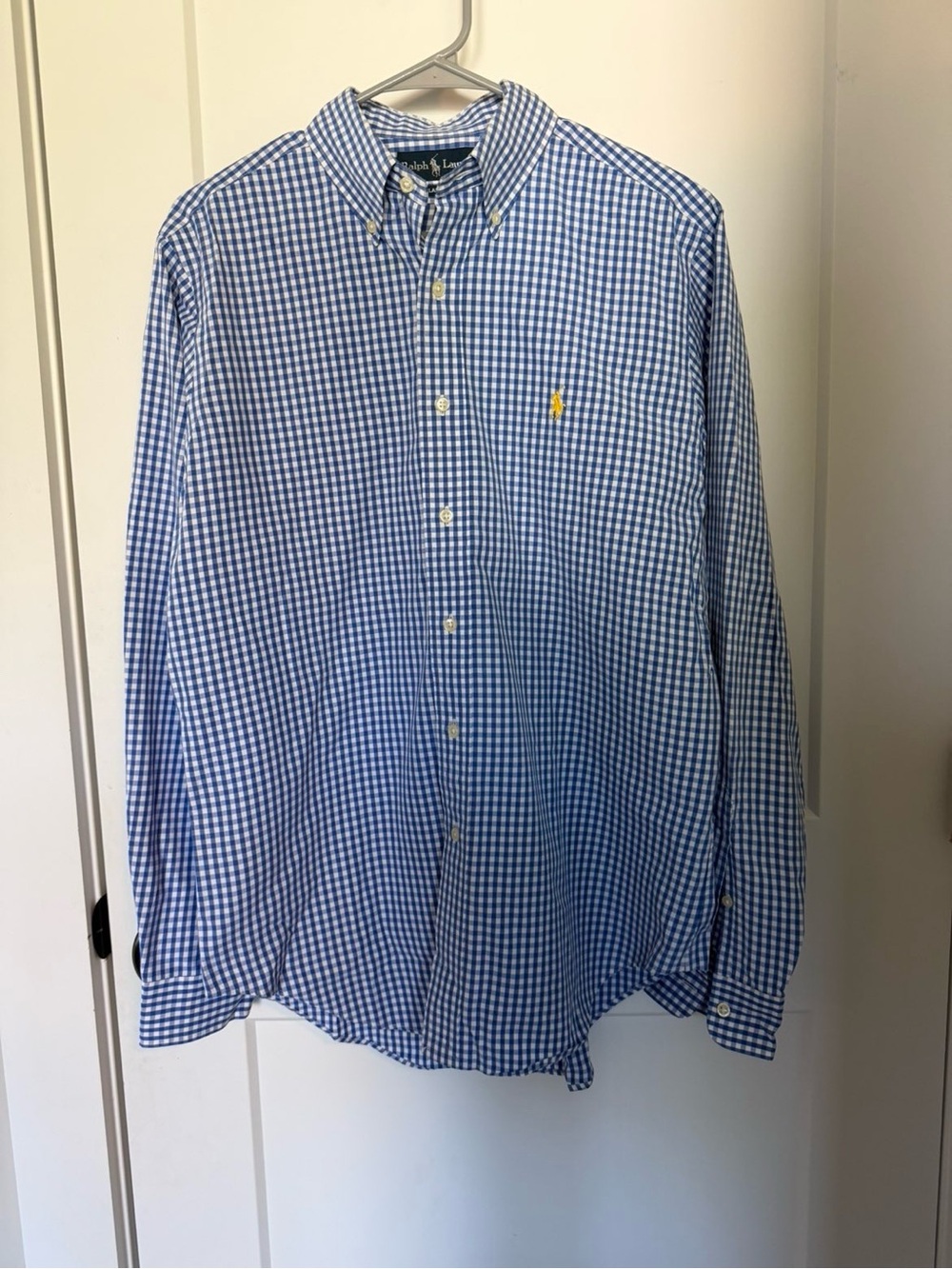 Ralph Lauren Blue and White Checked Button-Down Shirt